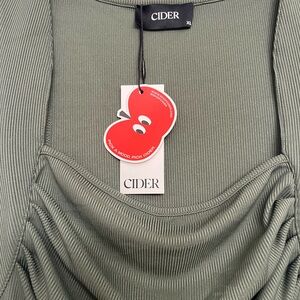 Cider Green Gathered Midi Dress